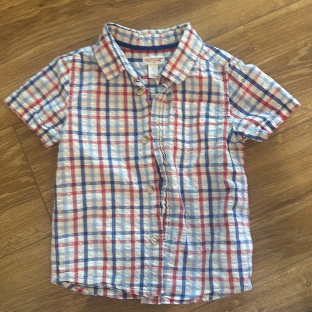 Cat and Jack 5T red, white and blue button down